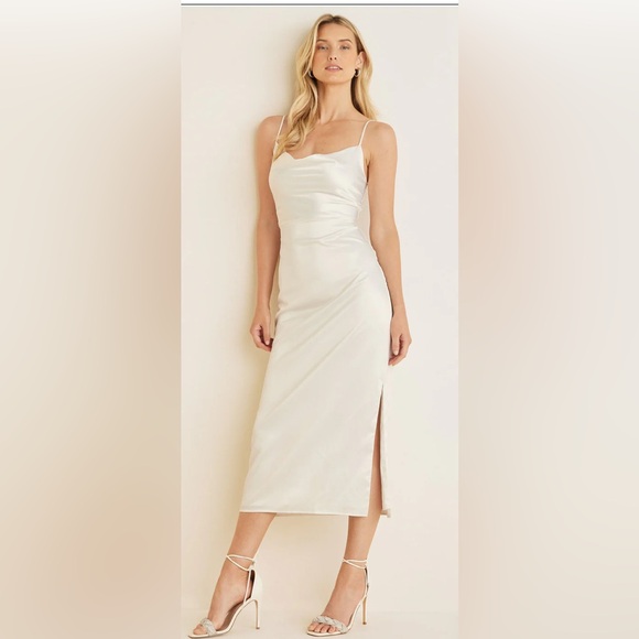 Cowl Neck Satinny Slip Dress in Ivory New With Tags  Size 8 - Picture 7 of 7